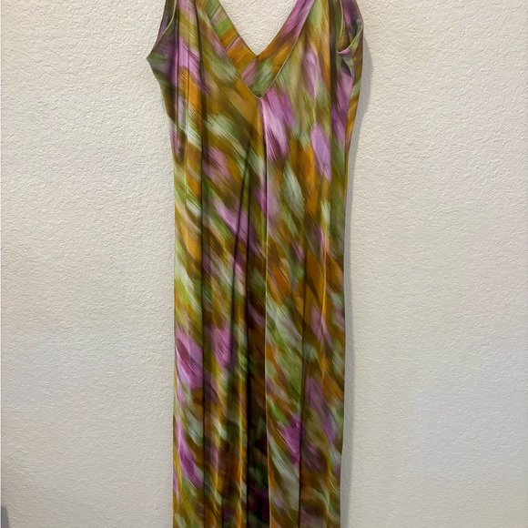 Zara Slip Dress Womens Small Tie Dye Satin Spaghetti Strap V Neck - Picture 8 of 9